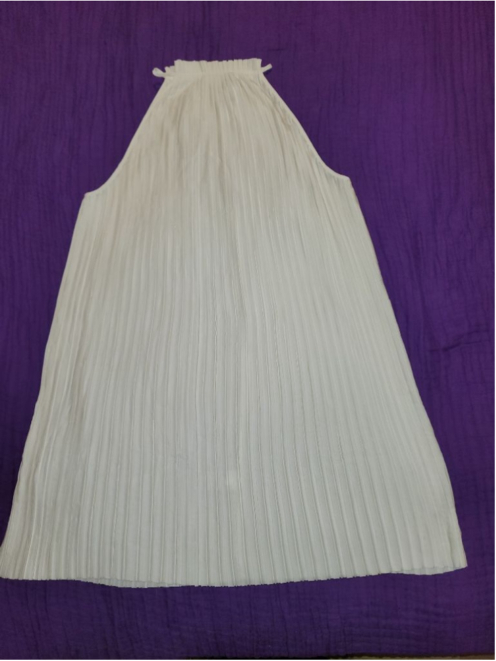 Banana Republic Pleated Halter Dress XL Ivory White Chiffon Accordion NWT